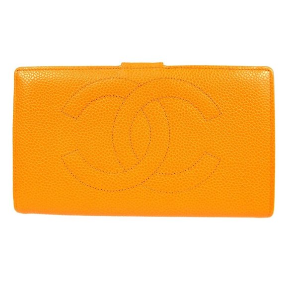 Chanel Long Bifold Wallet Purse Caviar Skin Leather - Picture 1 of 16
